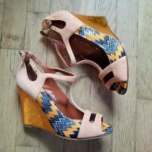 GREAT FOR SUMMER _ Missoni Orange Suede Mirror Wedge Heel Sandals